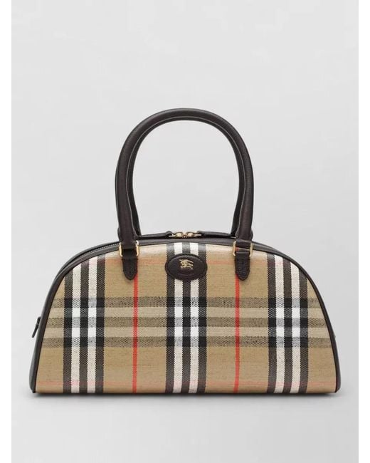 Burberry Multicolor Check Pattern Shoulder Bag Structured Shape Top Handles