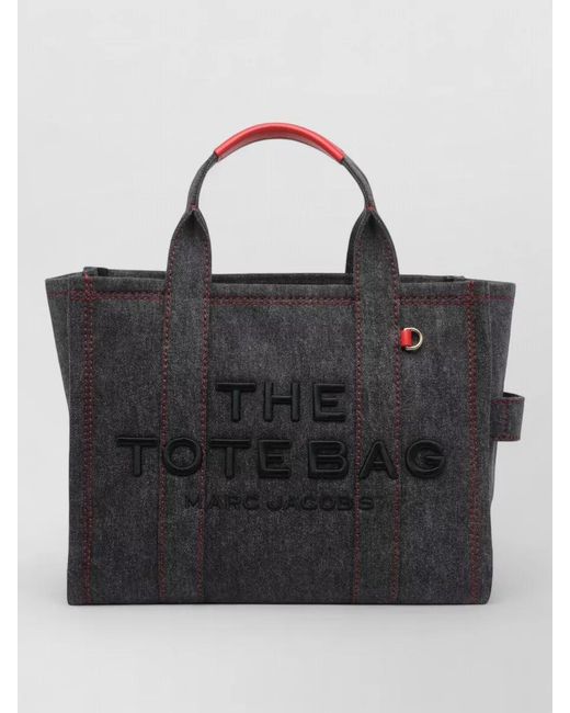Marc Jacobs Black Denim Medium Tote Double Handle Strap