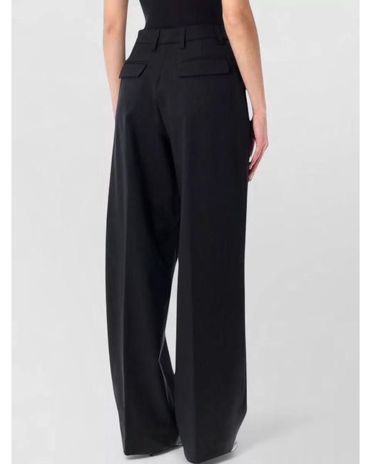 Thelatest Black Wide Leg Pants Belt Loops Pleated Front