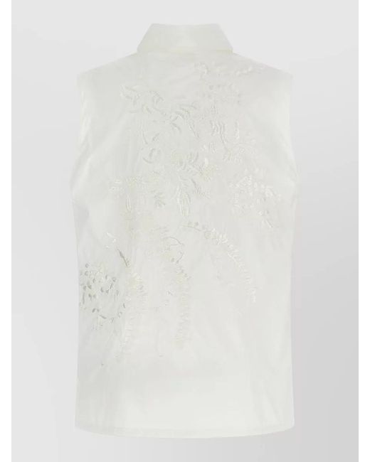 P.A.R.O.S.H. White Ninja26 Sleeveless Shirt Embroidered Pockets