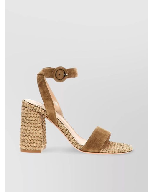 Gianvito Rossi Natural 'Riviera' Block Heel Sandals