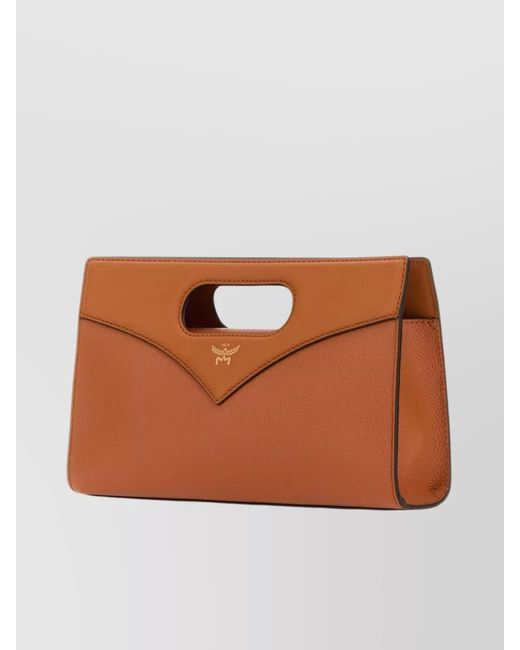 MCM Brown Diamond Small Leather Clutch Bag