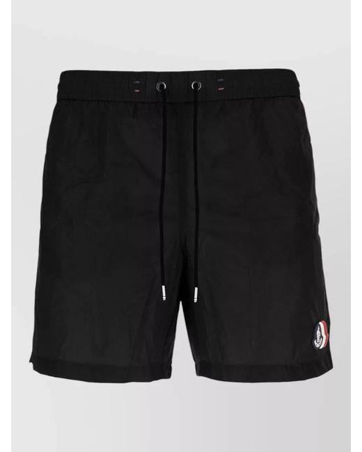 Moncler Black Swim Shorts Beachwear Back Zip Pocket for men