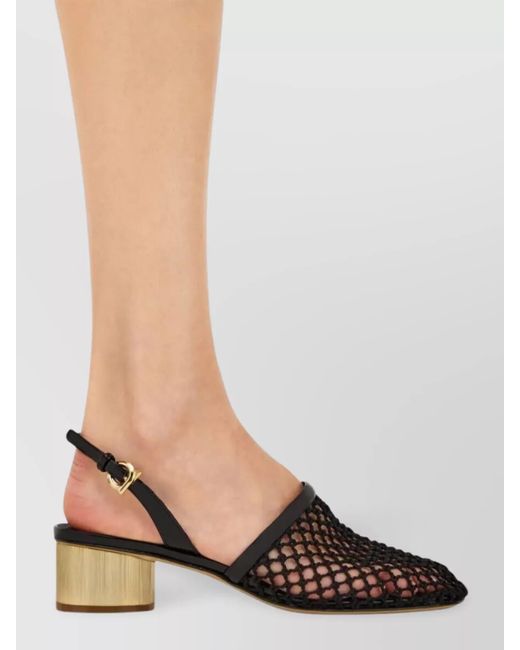 Ferragamo Metallic Mesh And Leather Slingback Sandals