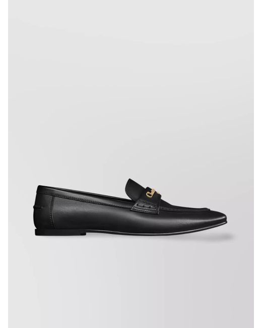 Dior Black Round Toe Leather Loafers With Flat Sole