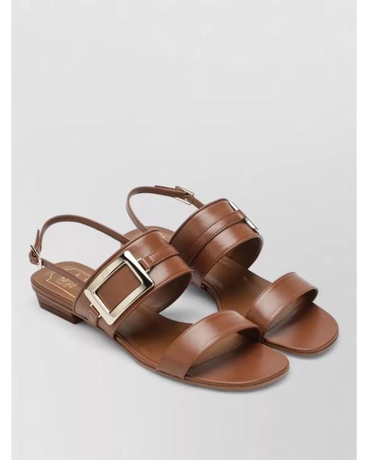 Roger Vivier Brown Leather Slingback Sandals Open Toe Design