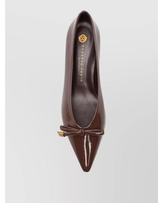 Roberto Festa Brown High Heel Pumps Bow Detail Kitten Toe