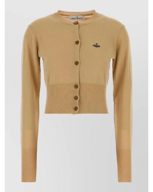 Vivienne Westwood Natural Cotton Bea Cardigan Long Sleeves Crew Neck