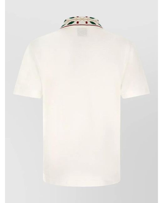 Casablanca Natural Laurel Polo Shirt Embroidered Collar Short Sleeves for men