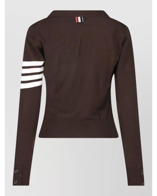 Thom Browne Brown V Neck Jacket Long Sleeves Striped Detail