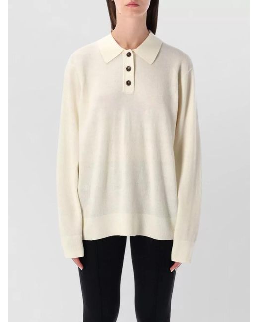 THE GARMENT Natural Como Knit Polo Shirt Ribbed Cuffs Hem