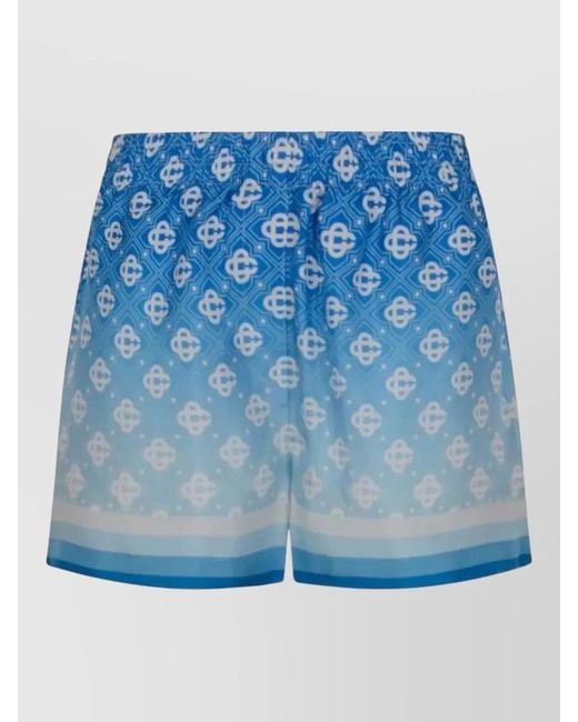 Casablanca Blue Silk Mid Length Gradient Diamond Monogram Shorts