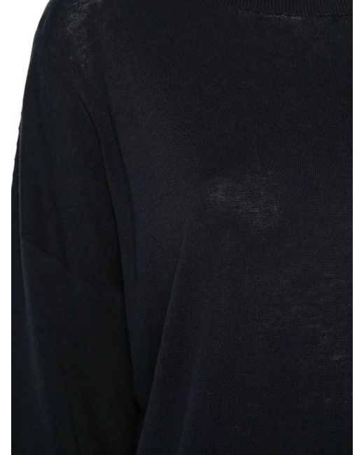 Zanone Black Long Sleeve Top Sheer Ribbed Cuffs