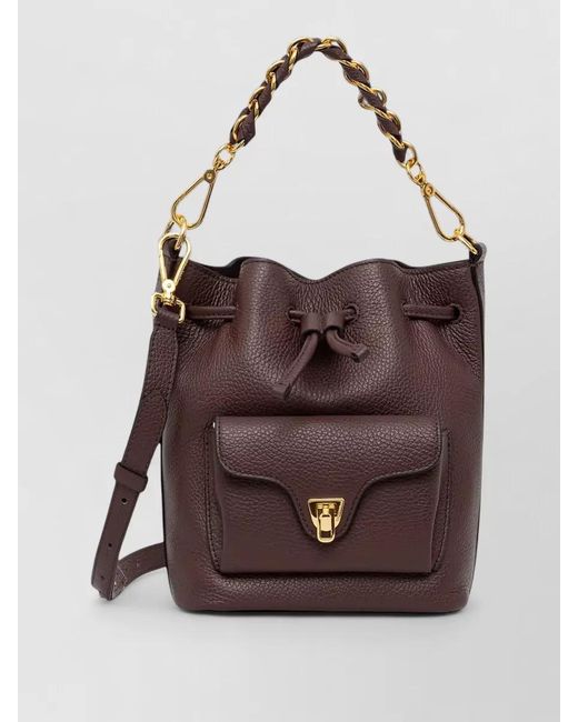 Coccinelle Brown Calf Leather Bucket Bag