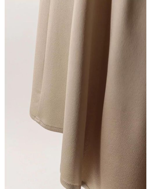 Alysi Natural Asymmetrical Satin Midi Skirt Flared Silhouette