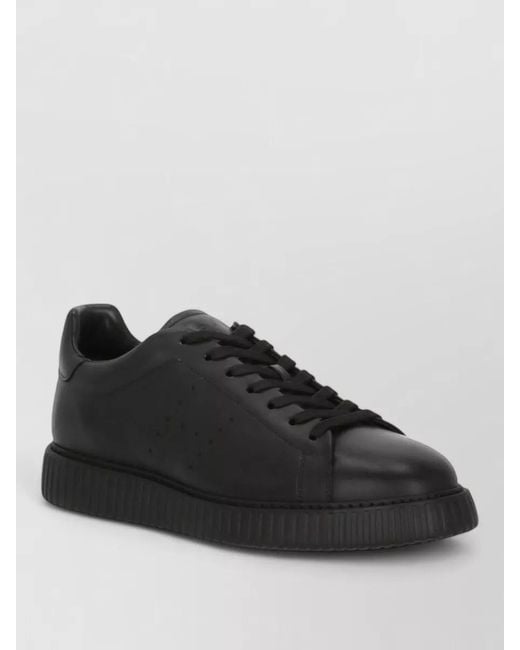 Hogan Black Calf Leather Low-Top Sneakers for men