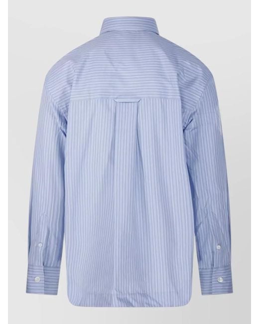 AMI Blue Cotton Long-Sleeve Wide Shirt for men