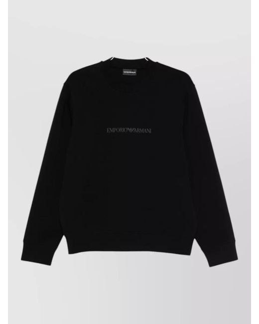 Emporio Armani Black Logo Cotton Crew Neck Sweatshirt for men