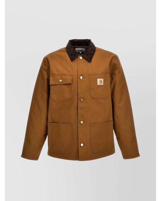 Carhartt Brown 'Michigan' Jacket Buttoned Cuffs for men