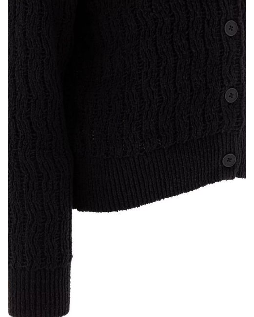 Loulou de Saison Black Fine-Knit Cardigan