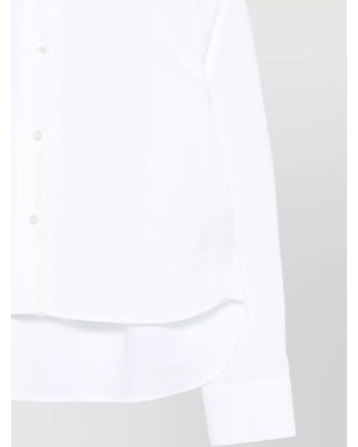 Emporio Armani White Cotton Shirt Band Collar Cuffed Sleeves