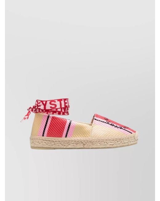 Stella McCartney Pink Leather Striped Espadrilles