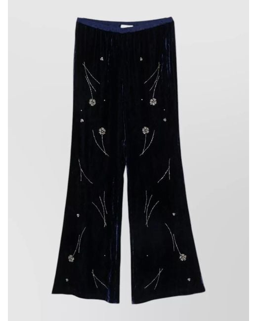 Forte_forte Black High Waist Velvet Trousers Crystal Floral