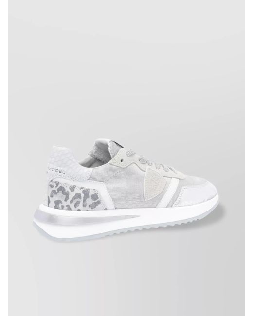 Philippe Model White Canvas Low-Top Sneakers
