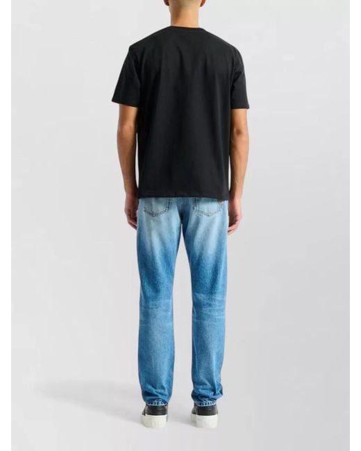 Balmain Black Crew Neck Nylon Silk Blend Top for men