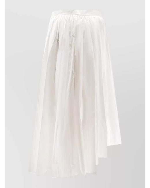 Self-Portrait White Mini Skirt Asymmetric Hem Elastic Waistband