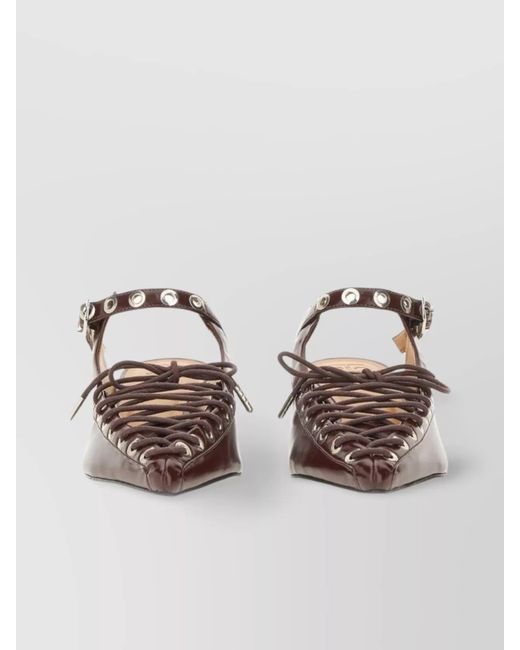 Ganni Multicolor Lace-Up Mules