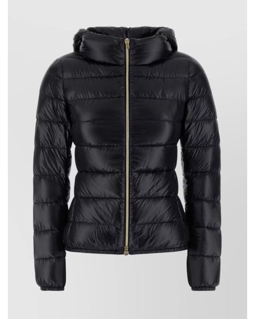 Herno Black Hooded Padded Quilted Down Jacket