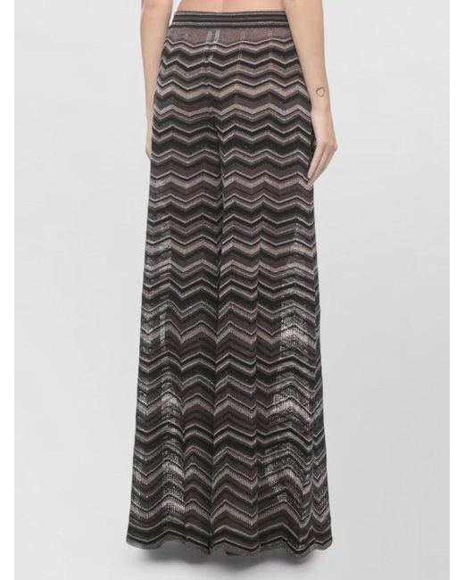 D.exterior Gray Chevron Metallic Sheer Wide Leg Pants