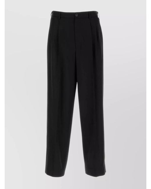 Magliano Black Virgin Wool Wide-Leg Trousers for men