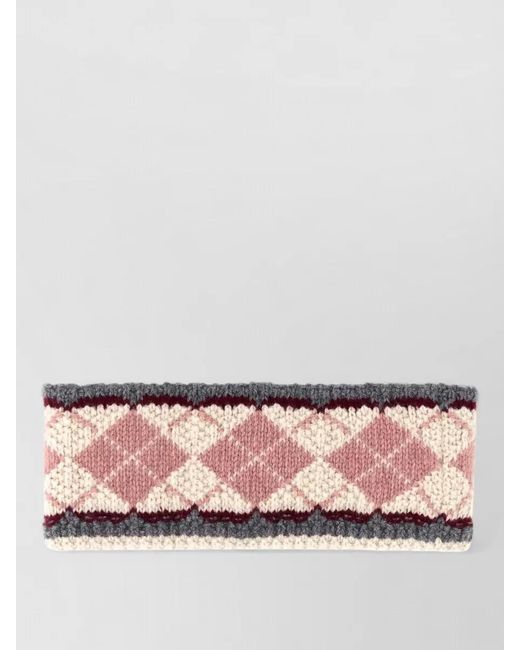 Miu Miu Pink Embroidered Cashmere Virgin Wool Headband