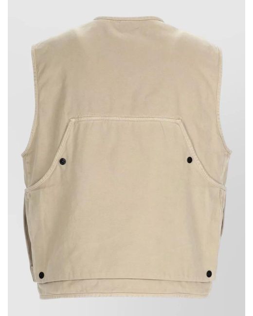Stone Island Natural Sleeveless Jacket Patch Pockets Detail for men