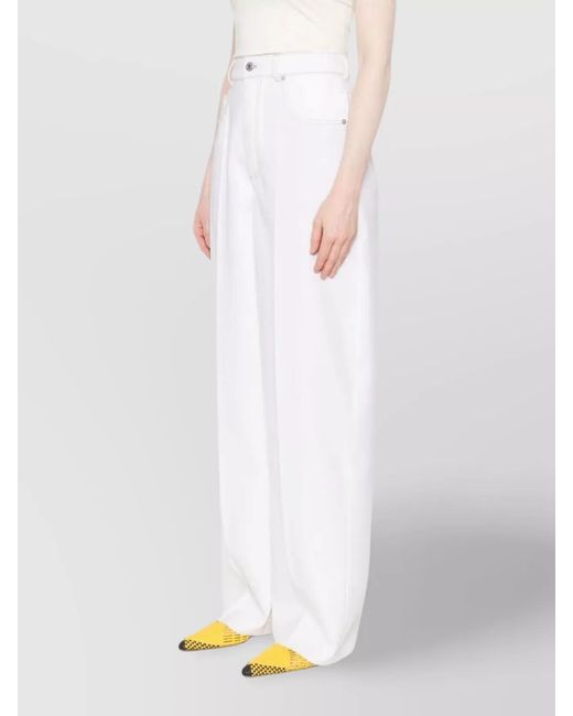 Bottega Veneta White Wool Wide-Leg Trousers