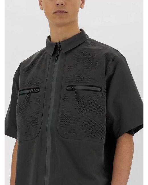Alpha Industries Black Laser Cut Camouflage Short Sleeve Shirt for men