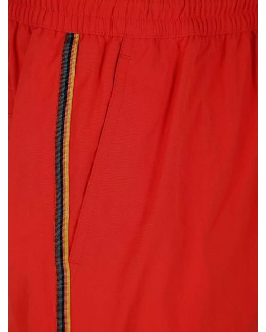 Paul Smith Red Swim Shorts Stripe Detail Pocket for men