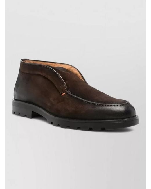 Santoni Black Leather Loafers for men