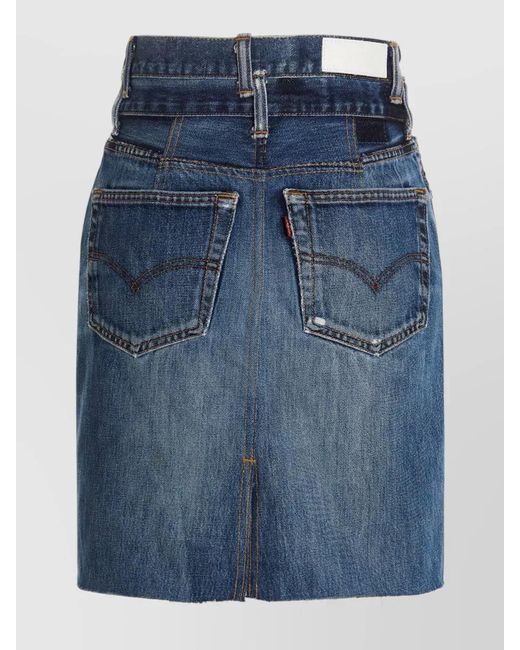 Re/done Blue High Waist Denim Skirt Pockets Belt Loops