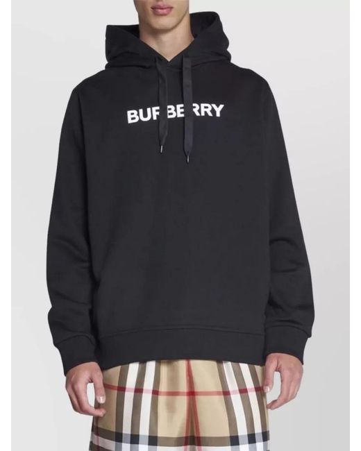 Burberry Black Logo Print Cotton Hoodie for men