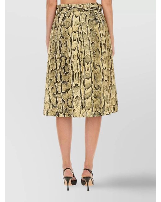 Dries Van Noten Yellow Animal-Print Pencil Skirt
