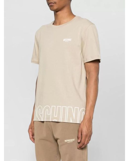 Moschino Natural Crew Neck Regular Fit Short Sleeve T-Shirt for men
