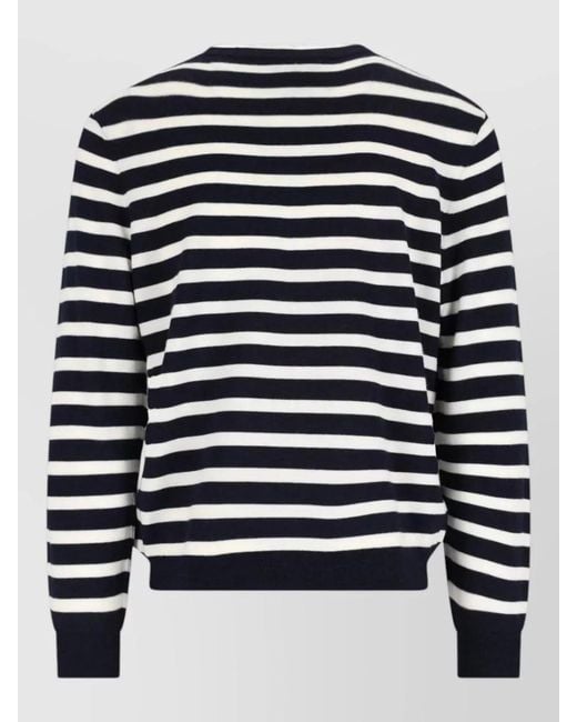 A.P.C. Blue Striped Crew Neck Top Ribbed Cuffs for men