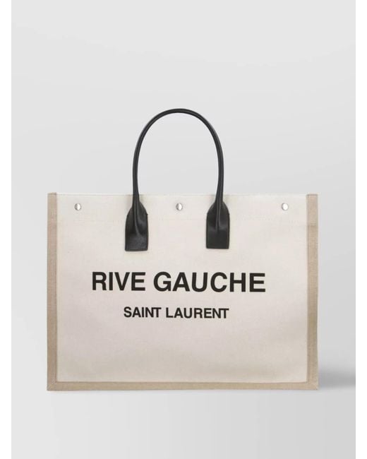 Saint Laurent Natural Canvas Tote Bag