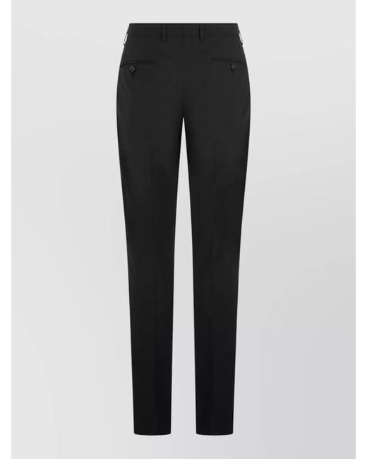 Dolce & Gabbana Black Slim Fit Wool Tailored High Waist Pants for men