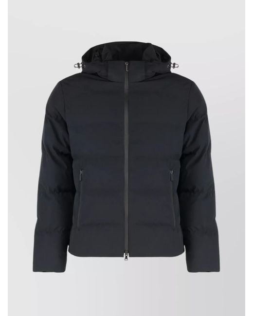 Paul & Shark Black Hooded Short Down Puffer Jacket for men