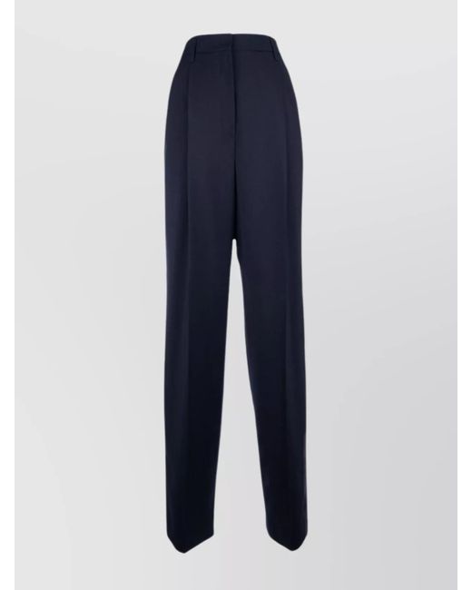 Prada Blue Trousers With Pleated Design And Pockets