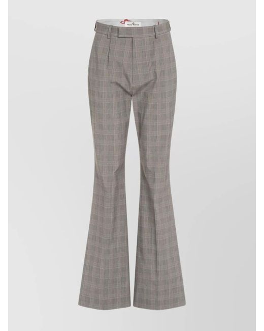 Vivienne Westwood Gray Flared Legs Prince-Of-Wales Checked Trousers